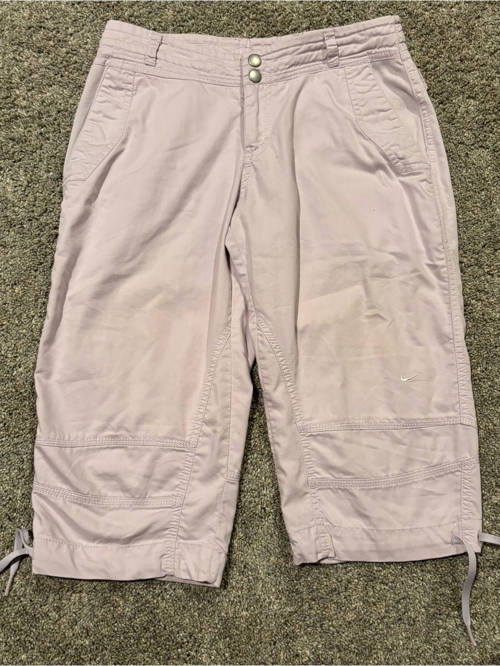 Y2K Women’s Nike Light Pink Lavender Cargo Capri Pants Size XS Spring Summer